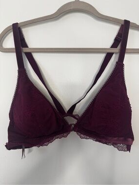 Victoria's Secret Velvet Racerback Bralette Lace Bra Front Closure Sz L